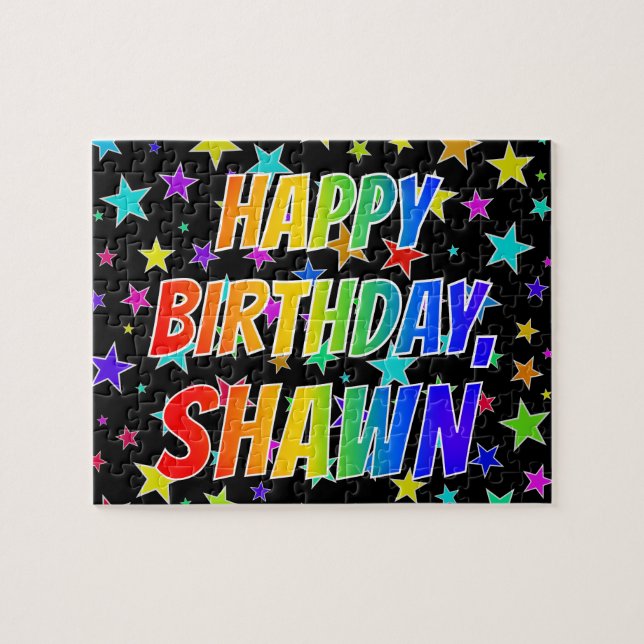 Puzzle "SHAWN" Nombre, Diversión "FELIZ CUMPLEAÑOS" (Horizontal)