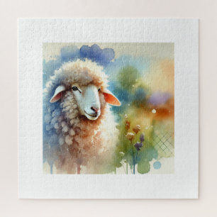 Puzzle Sheep in the Meadow 090824AREF105 - Watercolor
