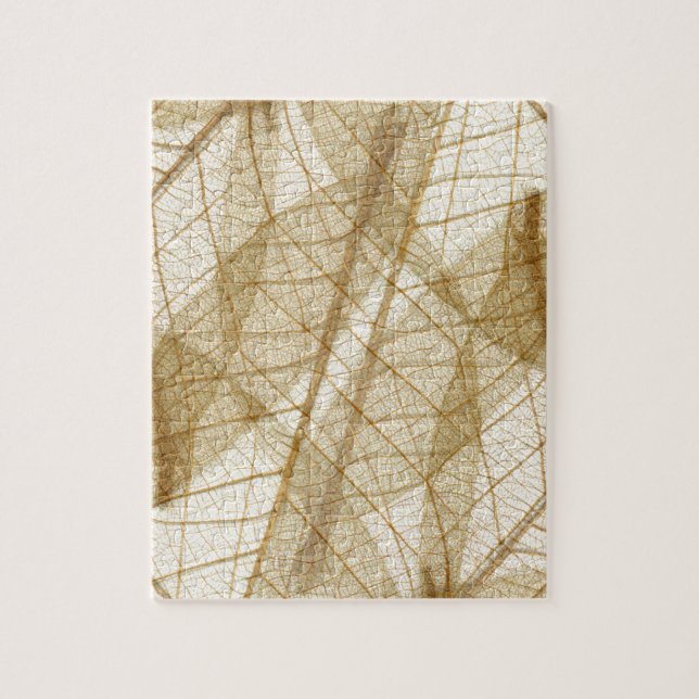 Puzzle Sheer Cream Beige Lace Leaves (Vertical)