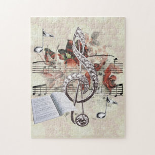 Puzzle Sheet Music y Rosas Silver Music Notes