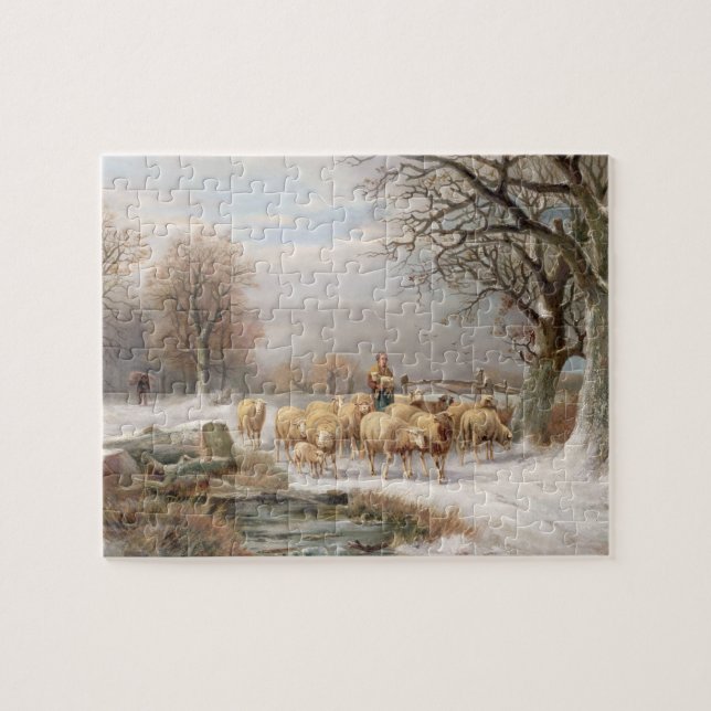 Puzzle Shepherdess con su multitud en un paisaje del (Horizontal)