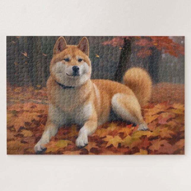 Puzzle Shib Inu en otoño se inspira (Horizontal)
