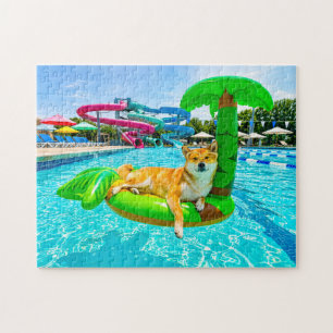 Puzzle Shiba Inu en flotador de palma