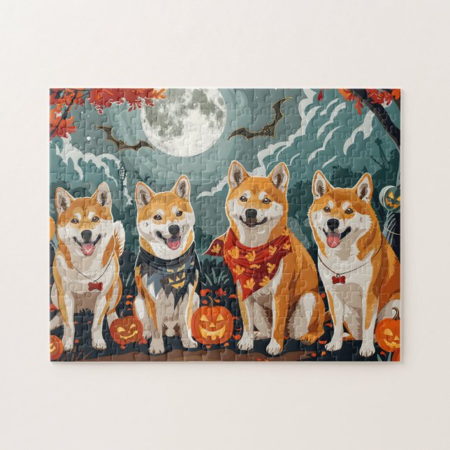 Puzzle Shiba Inu Halloween Espeluznante (Horizontal)