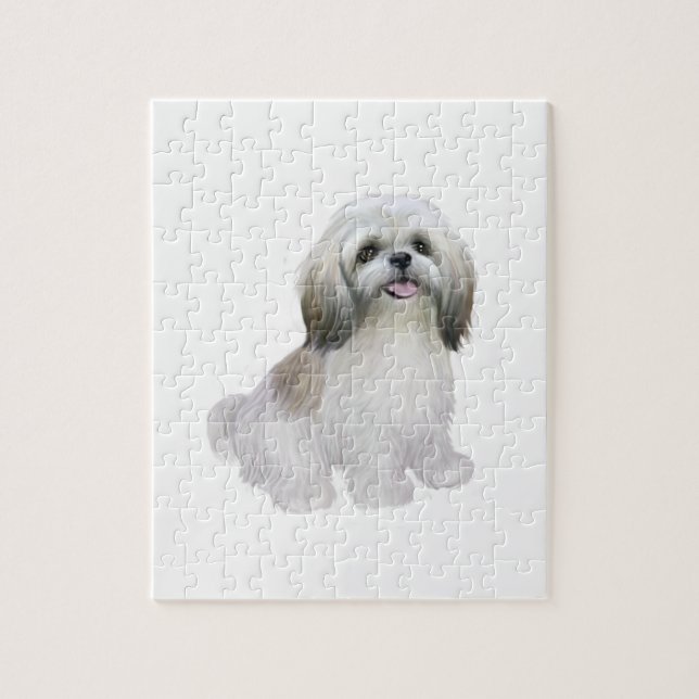 Puzzle Shih Tzu - Blanco con gris-marrón (Vertical)