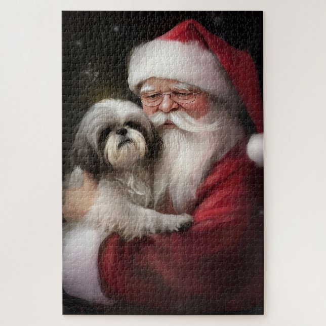 Puzzle Shih Tzu Con Navidades festivos de Santa Claus (Vertical)