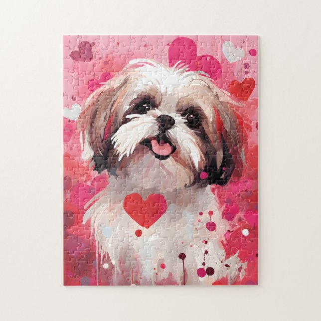 Puzzle Shih Tzu Día de San Valentín (Vertical)