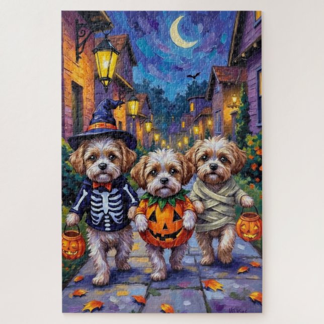 Puzzle Shih Tzu Dogs Trick-or-Treating Halloween Costumes (Vertical)