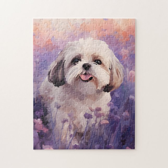 Puzzle Shih Tzu en el campo de Lavender (Vertical)