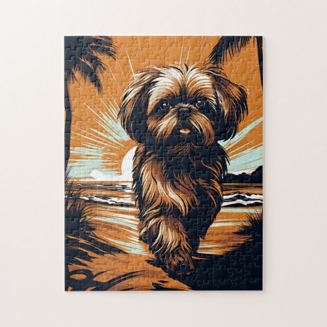 Puzzle Shih-tzu en la playa (Vertical)
