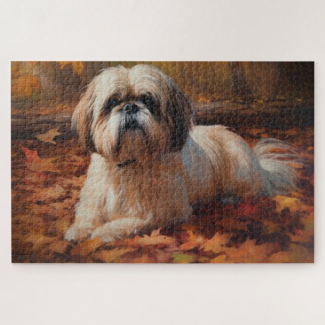 Puzzle Shih Tzu en otoño se inspira en la caída de las ho (Horizontal)