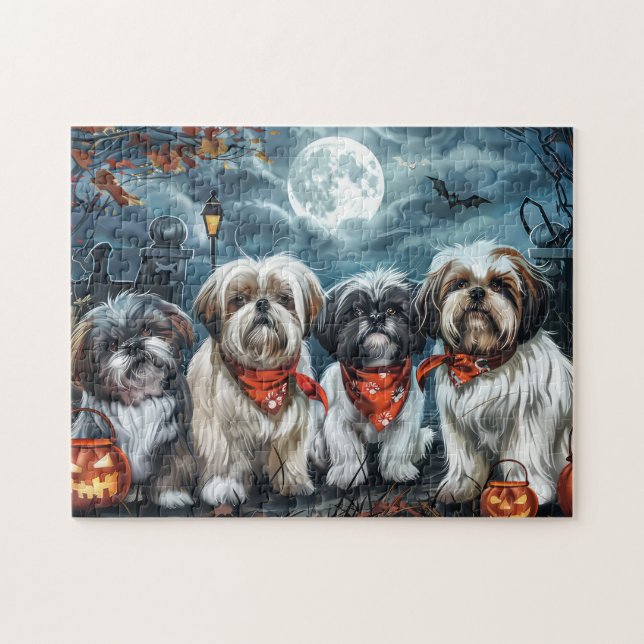 Puzzle Shih Tzu Halloween Spooky (Horizontal)