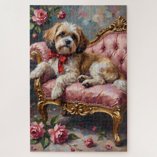 Puzzle Shih Tzu Rococo Be Mine Valentine's Day (Vertical)