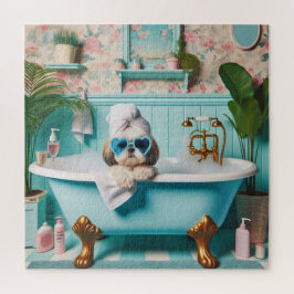 Puzzle Shih Tzu tomando un baño de burbujas