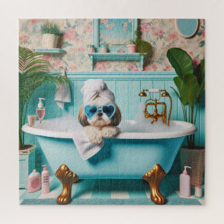 Puzzle Shih Tzu tomando un baño de burbujas