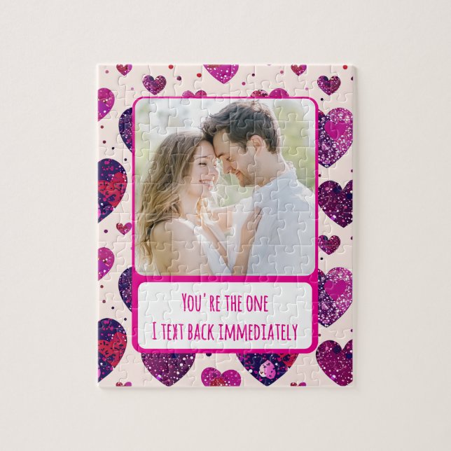 Puzzle Shimmer Purple Heart Txt Back inmediatamente (Vertical)