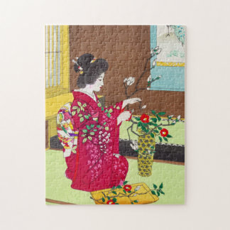 Puzzle Shiro Kasamatsu Ikebana flores señora arte maiko
