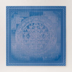 Puzzle Shri Yantra Mandala: Azul