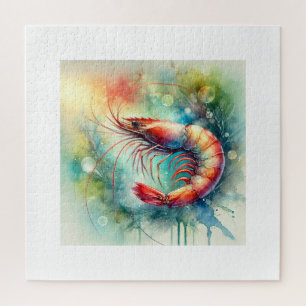 Puzzle Shrimp in Watercolor 161024AREF148 - Watercolor