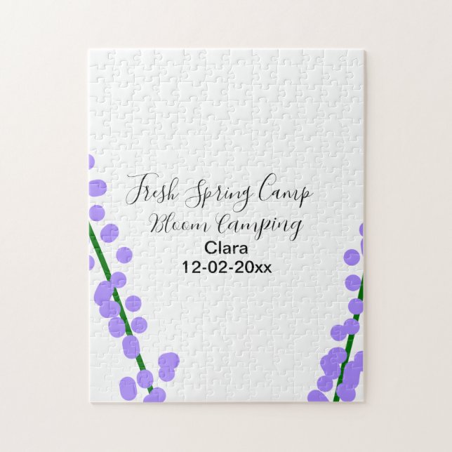 Puzzle Si nombre fecha flores lavanda camping fresco de p (Vertical)