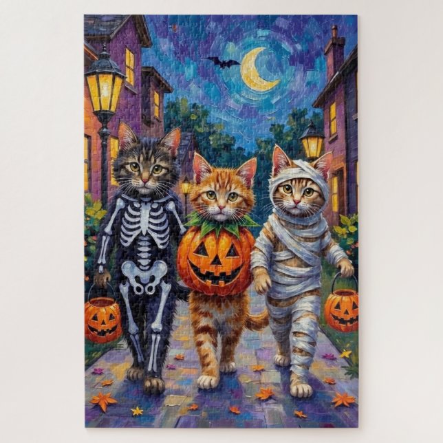 Puzzle Siberian Cats Trick-or-Treating Halloween Costumes (Vertical)