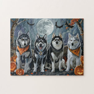 Puzzle Siberian Husky Halloween Espeluznante