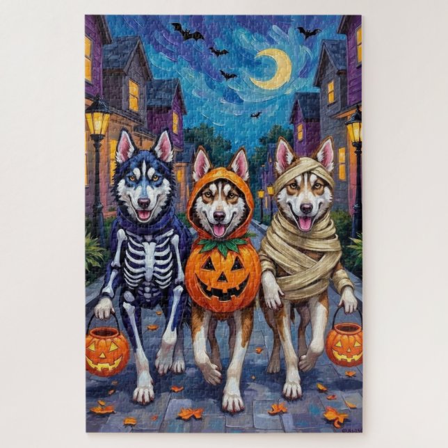 Puzzle Siberian Husky Trick-or-Treating Halloween Costume (Vertical)