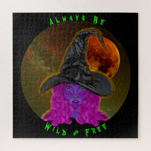 Puzzle Siempre sé salvaje y libre bruja morada de Hallowe
