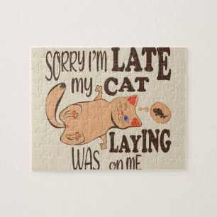 Puzzle Siento haber llegado tarde cuando mi gato se posó 