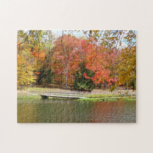 Puzzle Siete Springs Fall Bridge III Paisaje de Otoño (Horizontal)