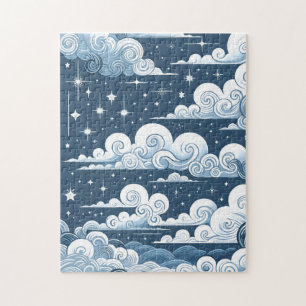 Puzzle Signo de bienvenida de Baby Shower azul celeste ca