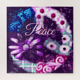 Puzzle Signo de paz abstracto arte hippie personalizado