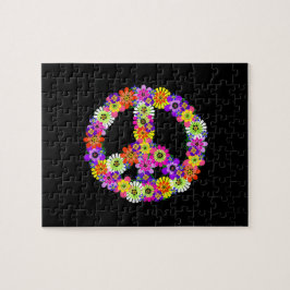 Puzzle Signo de paz floral sobre negro