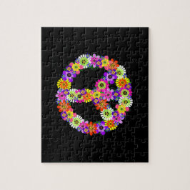 Puzzle Signo de paz floral sobre negro