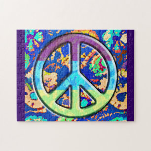 Puzzle Signo de paz psíquico púrpura trippy