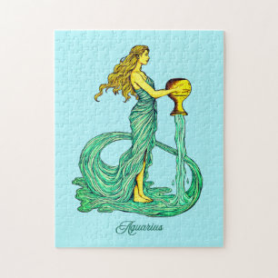 Puzzle Signo zodiacal de Acuario, mujer con agua fluyendo