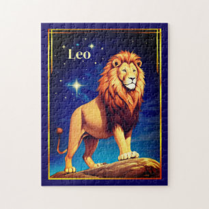 Puzzle Signo zodiacal de Leo bajo un cielo estrellado