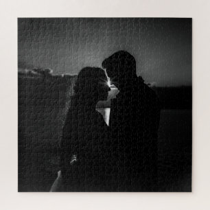 Puzzle Silhouette de amor eterno en blanco y negro