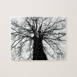 Puzzle Silhouette de árbol en blanco y negro