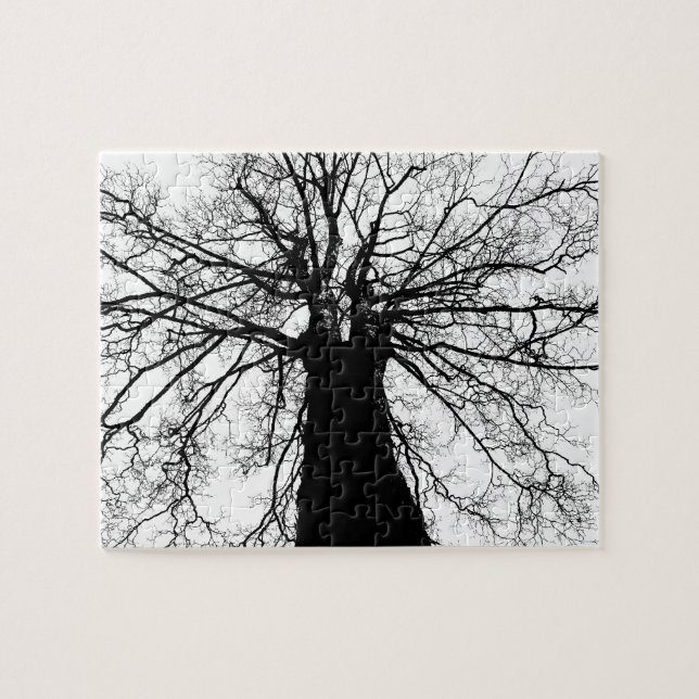 Puzzle Silhouette de árbol en blanco y negro (Horizontal)