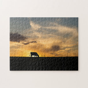 Puzzle Silhouette de Cattle Sunset