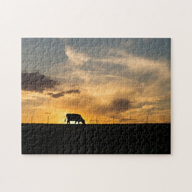 Puzzle Silhouette de Cattle Sunset (Horizontal)