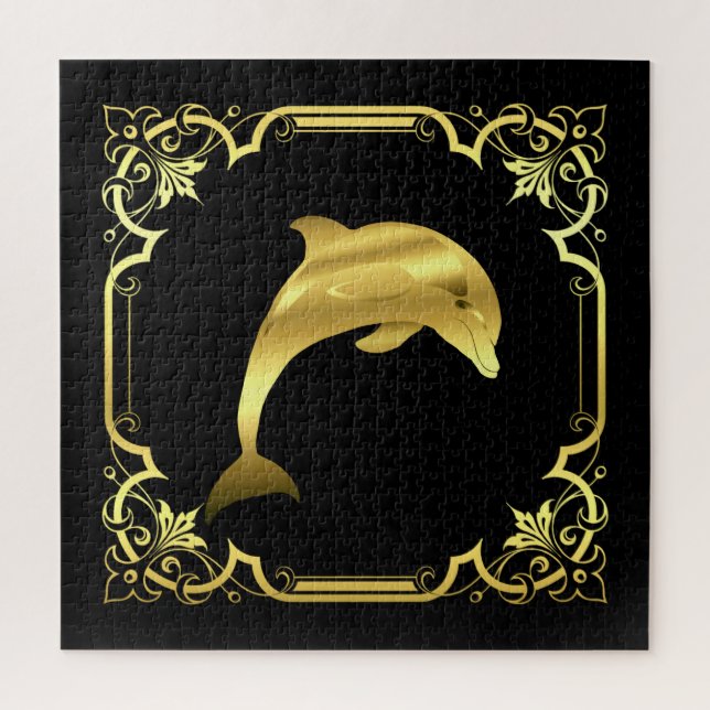 Puzzle Silhouette de delfín naumático/dorado/negro/negro (Vertical)