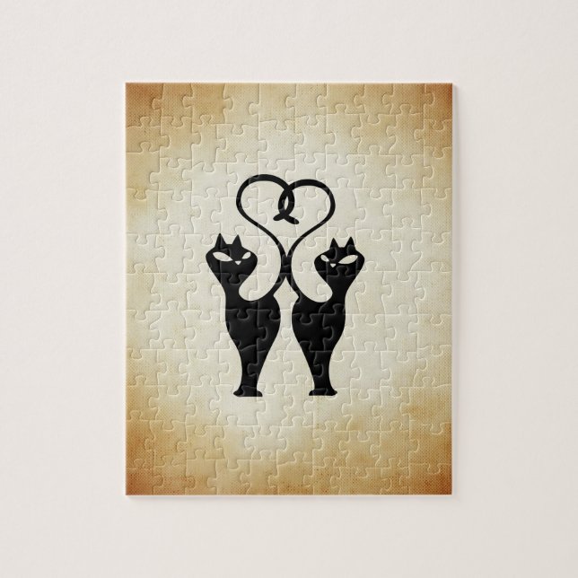 Puzzle Silhouette de dos gatos (Vertical)