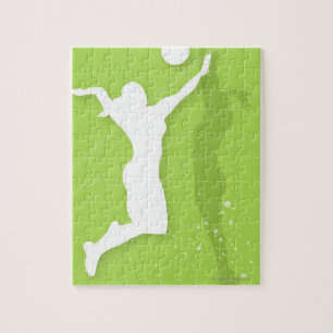 Puzzle Silhouette de dos mujeres jugando voleibol
