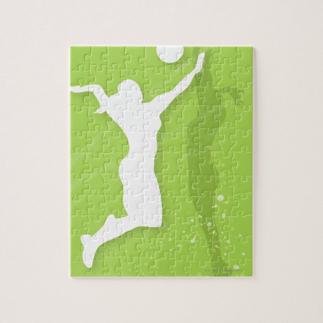 Puzzle Silhouette de dos mujeres jugando voleibol (Vertical)