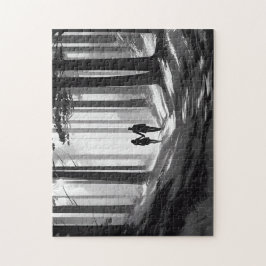 Puzzle Silhouette de pareja en el campo sereno