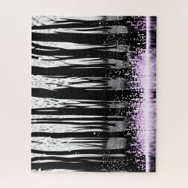 Puzzle Silhouette forestal encantada con flores moradas