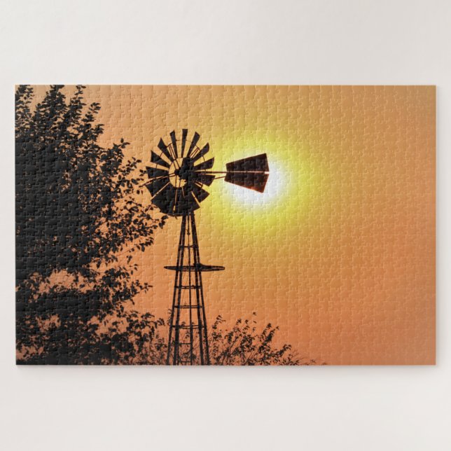Puzzle Silhouette Golden Kansas Sunset (Horizontal)