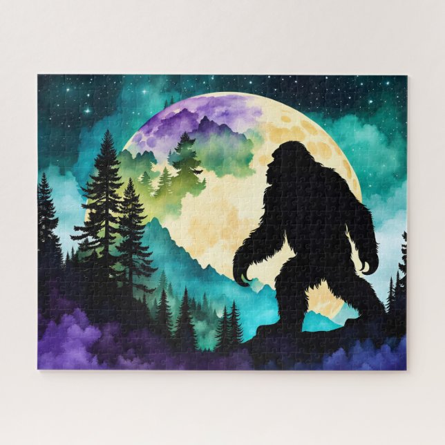 Puzzle Silhouette Sasquatch Caminando por la luna-luna (Horizontal)